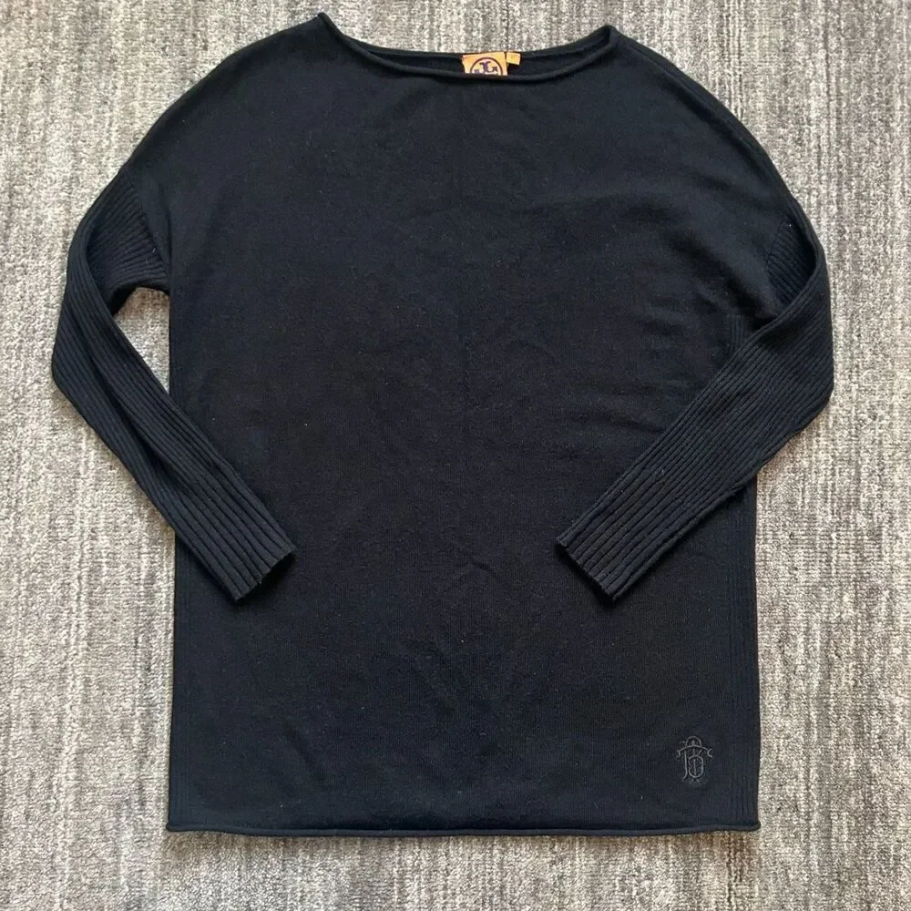 Tory Burch Black Cashmere Tunic Sweater, Size XS
